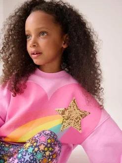 Roze met regenbooghartjes - Little Bird by Jools Oliver 2 Piece Jumper and Leggings Set