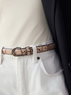 Roze met slangenprint - Smalle PU-riem