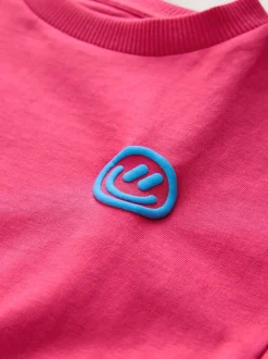 Roze met smiley - Short Sleeve Small Graphic T-Shirt (3mths-7yrs)