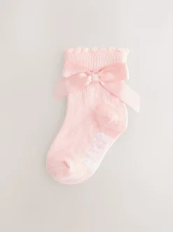 Roze met strik - Baker by Ted Baker Meisjes Sokken verpakking van 5