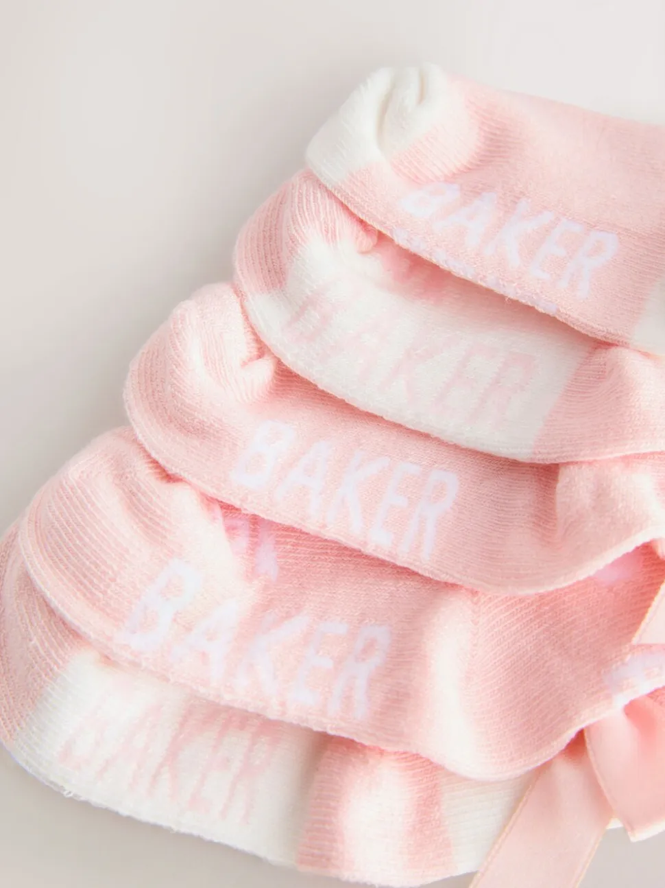 Roze met strik - Baker by Ted Baker Meisjes Sokken verpakking van 5