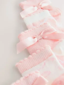 Roze met strik - Baker by Ted Baker Meisjes Sokken verpakking van 5