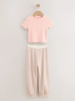 Roze met vrolijke bloemenprint - Verpakking van 3 pyjama's met joggingbroek (3-16 jr)