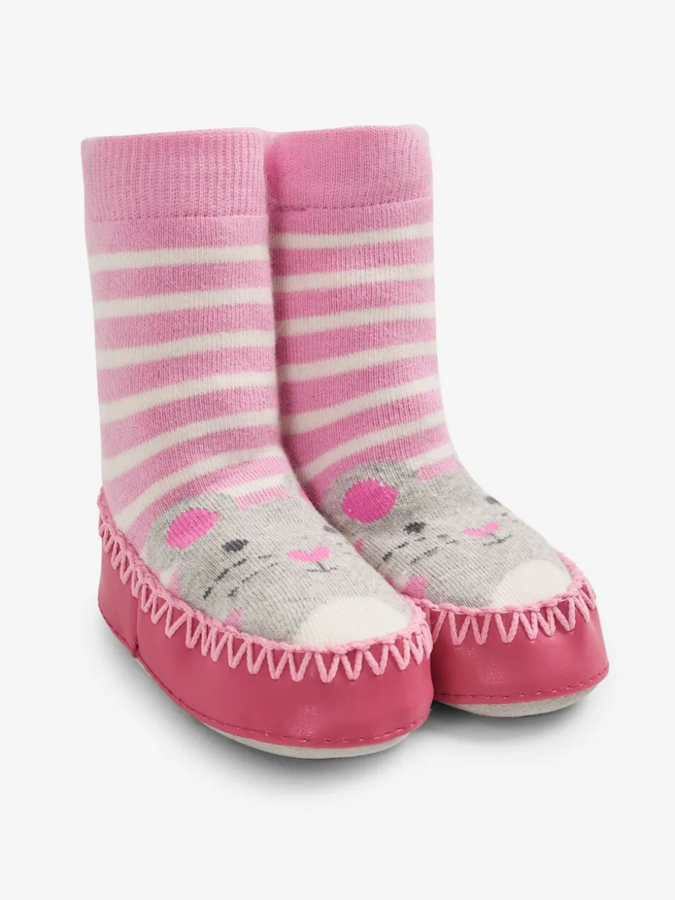 Roze muis - Jojo Maman Bébé moccasin pantoffelsokken