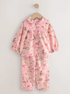 Roze muisprint - Geweven pyjama met knopen (9 mnd-10 jr)