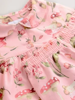Roze muisprint - Geweven pyjama met knopen (9 mnd-10 jr)