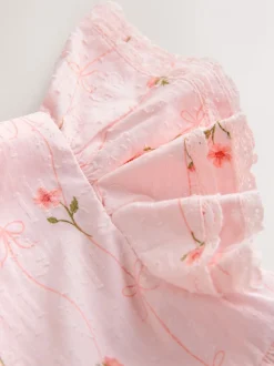 Roze print - Jurk met engelmouwen (3 mnd-8 jr)