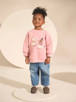 Roze sprookjesfiguren - Sweatshirt met ronde hals (3 mnd-7 jr)