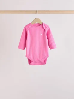 Roze ster - Set van 5 babyrompertjes met lange mouwen