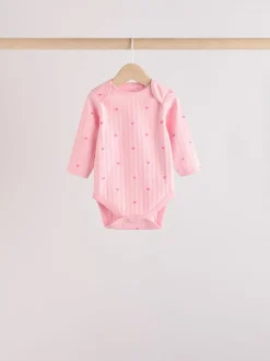 Roze ster - Set van 5 babyrompertjes met lange mouwen