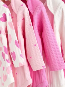 Roze ster - Set van 5 babyrompertjes met lange mouwen
