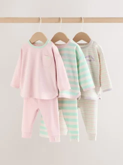 Roze streep - 6 -delige set van top met lange mouwen en leggings (0mnd -3jr)