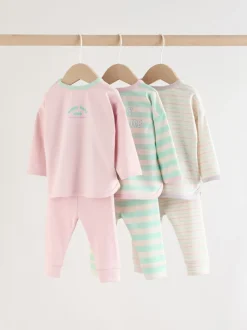 Roze streep - 6 -delige set van top met lange mouwen en leggings (0mnd -3jr)