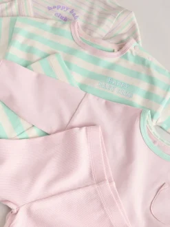 Roze streep - 6 -delige set van top met lange mouwen en leggings (0mnd -3jr)