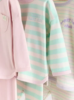 Roze streep - 6 -delige set van top met lange mouwen en leggings (0mnd -3jr)