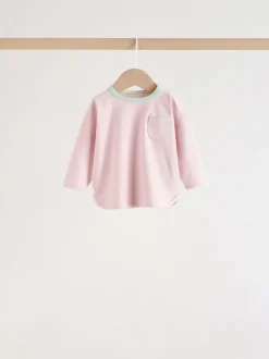 Roze streep - 6 -delige set van top met lange mouwen en leggings (0mnd -3jr)