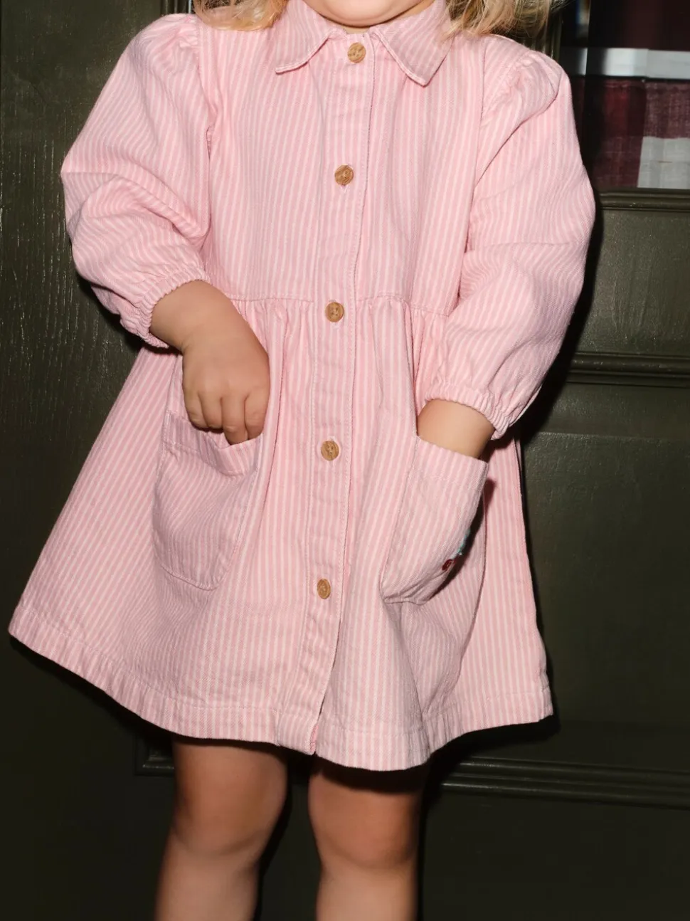 Roze streep - Long Sleeve Cotton Dress (3mths-8yrs)