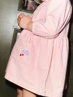 Roze streep - Long Sleeve Cotton Dress (3mths-8yrs)