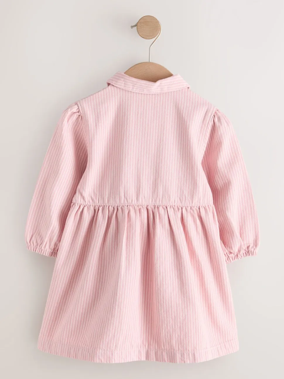 Roze streep - Long Sleeve Cotton Dress (3mths-8yrs)