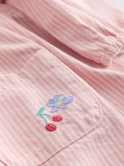 Roze streep - Long Sleeve Cotton Dress (3mths-8yrs)
