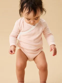 Roze streep - MORI Lange Mouw Envelope Hals Bodysuit