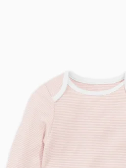 Roze streep - MORI Lange Mouw Envelope Hals Bodysuit