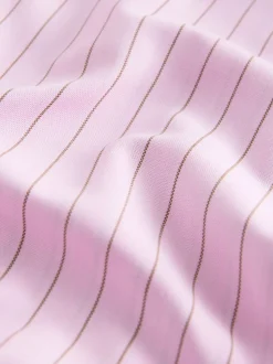 Roze streep - Strijkvrij Oxford overhemd met knopen