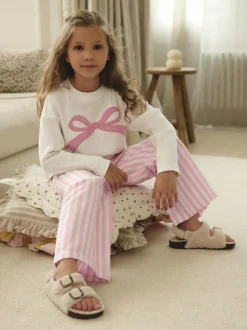 Roze strik met strepen - Geweven pyjama (9mnd-16jr)