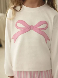 Roze strik met strepen - Geweven pyjama (9mnd-16jr)