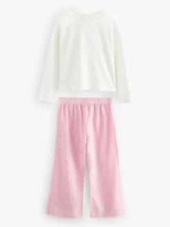 Roze strik met strepen - Geweven pyjama (9mnd-16jr)