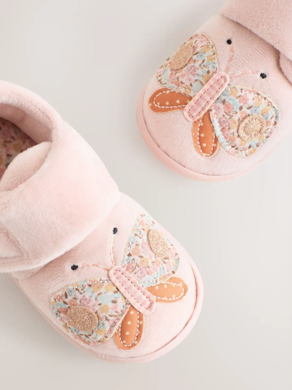 Roze vlinders - Pantoffels met antislip-zool