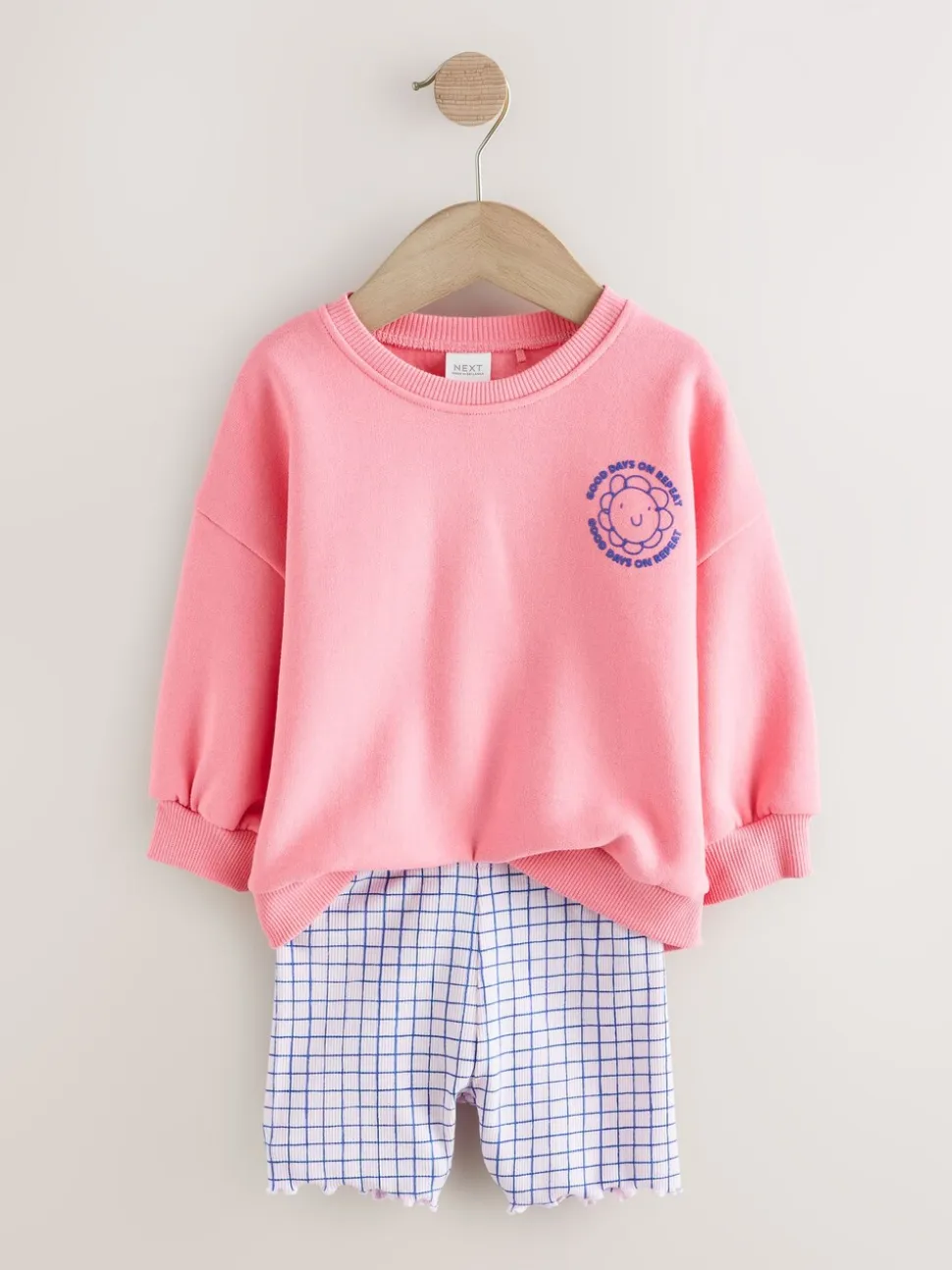 Roze zebraprint - Crew Neck Sweatshirt & Shorts Set (3mths-7yrs)