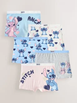 Roze/blauw - Disney Stitch en Angel shorts 5 -pack (2-16jr)