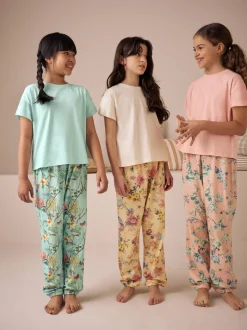 Roze/blauw - Floral Pyjamas 3 Pack (3-16yrs)