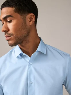 Roze/blauw - Normale Pasvorm - Onderhoudsvriendelijke nette overhemden met lange mouwen met enkele manchetten, verpakking van 2