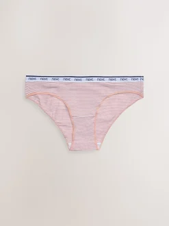 Roze/blauw gestreept - 4 Katoenen slipjes met logotailleband