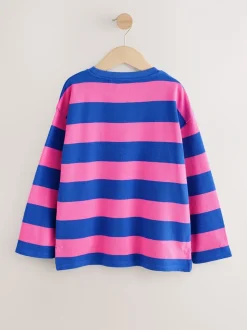 Roze/blauw gestreept - Getextureerde top met lange mouwen (3-16jr)