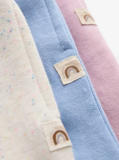 Roze/blauw/beigebruin - Set van 3 joggingbroeken met wijde pijpen (3mnd-7jr)