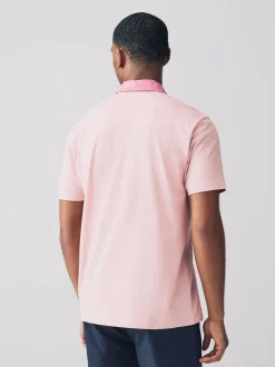 Roze/blauw/wit geweven kraag - Set van 3 jersey poloshirts met korte mouwen