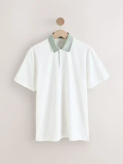Roze/blauw/wit geweven kraag - Set van 3 jersey poloshirts met korte mouwen