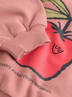 Roze/bruine tomaat - Set van sweatshirt en joggingbroek met rechte wijde pijpen (3mnd -7jr)