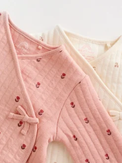 Roze/crème - Quilted Baby Sleepsuits 2 Pack