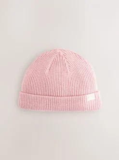 Roze/crème - Set van 2 gebreide babymutsen met kabelpatroon (0mnd-2jr)