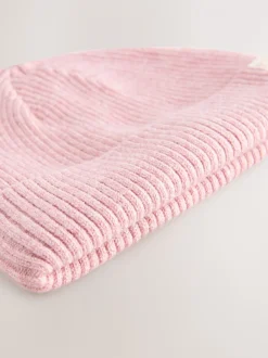 Roze/crème - Set van 2 gebreide babymutsen met kabelpatroon (0mnd-2jr)
