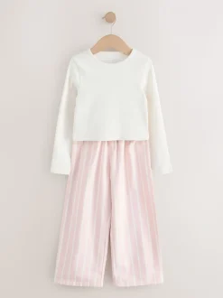 Roze/crème - Set van 2 geweven pyjamabroeken (3-16jr)