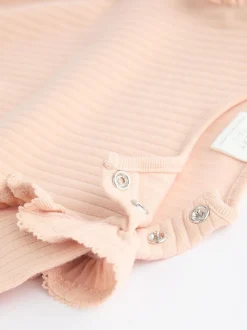 Roze/crème - Verpakking van 4 babyrompers met lange mouwen en ruches (0mnd-2jr)