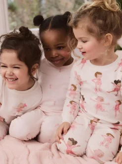 Roze/crème ballerina - Knus pyjama met lange mouwen 3 Pack (9maanden -12jaar)
