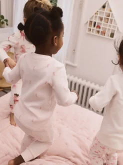 Roze/crème ballerina - Knus pyjama met lange mouwen 3 Pack (9maanden -12jaar)