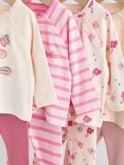 Roze/crème bloem - Baby set van top met Lange mouwen en Leggings 8 Pieces (0mnd -2jr)