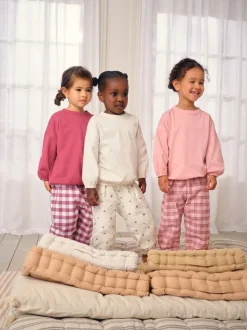 Roze/crème geruit - Verpakking van 3 pyjama's met geweven broek (9 mnd - 10 jr)
